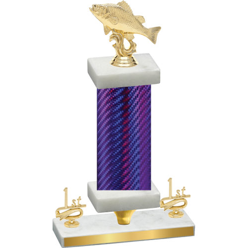 Premium Single Purple Carbon Fiber First Place Fishing Trophy