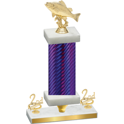 Premium Single Purple Carbon Fiber Second Place Fishing Trophy