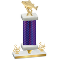 Premium Single Purple Carbon Fiber Third Place Fishing Trophy