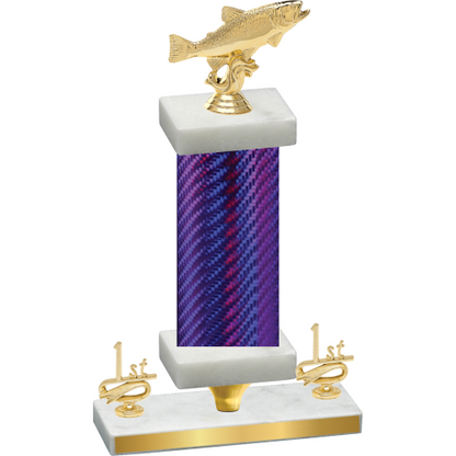 Premium Single Purple Carbon Fiber First Place Fishing Trophy