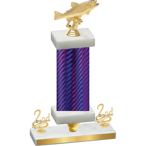 Premium Single Purple Carbon Fiber Second Place Fishing Trophy