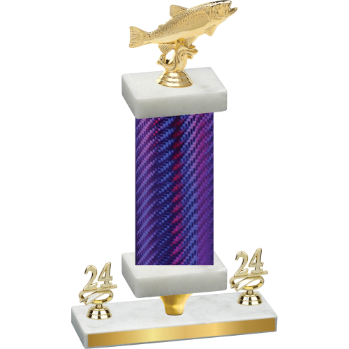 Premium Single Purple Carbon Fiber Year Fishing Trophy