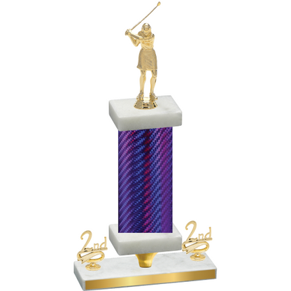 Premium Single Purple Carbon Fiber Second Place Golf Trophy