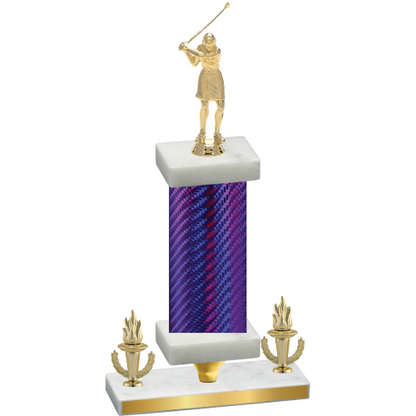 Premium Single Purple Carbon Fiber Victory Golf Trophy