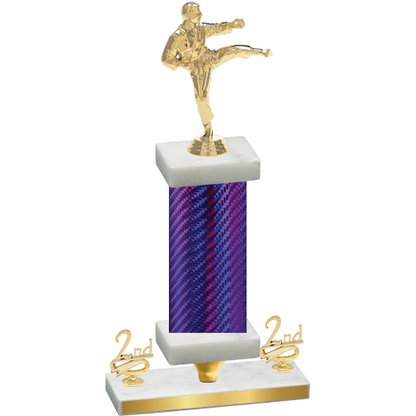 Premium Single Purple Carbon Fiber Second Place Karate Trophy