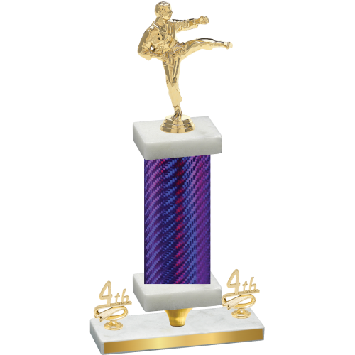 Premium Single Purple Carbon Fiber Fourth Place Karate Trophy