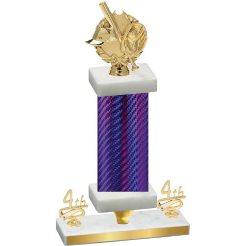 Premium Single Purple Carbon Fiber Fourth Place Baseball Trophy