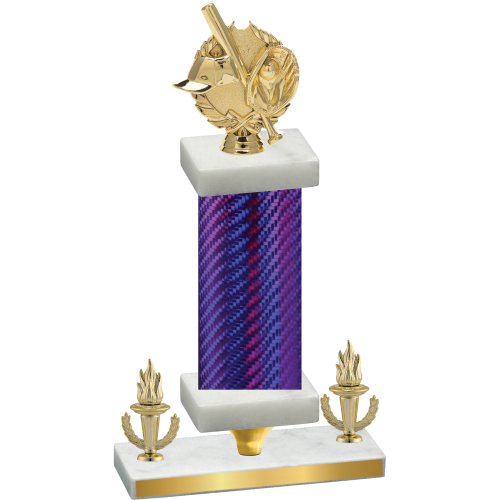 Premium Single Purple Carbon Fiber Victory Baseball Trophy