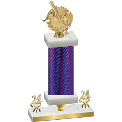 Premium Single Purple Carbon Fiber Year Baseball Trophy