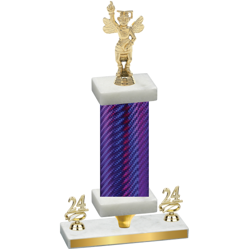 Premium Single Purple Carbon Fiber Year Academics Trophy