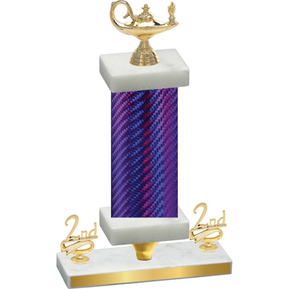 Premium Single Purple Carbon Fiber Second Place Academics Trophy