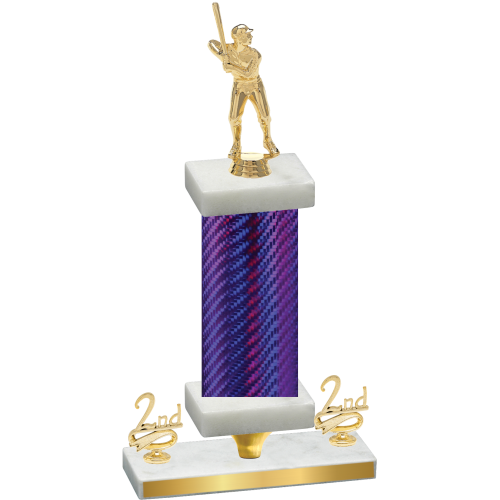 Premium Single Purple Carbon Fiber Second Place Baseball Trophy