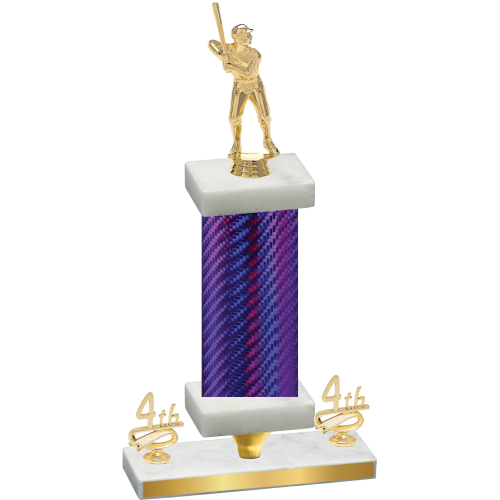 Premium Single Purple Carbon Fiber Fourth Place Baseball Trophy