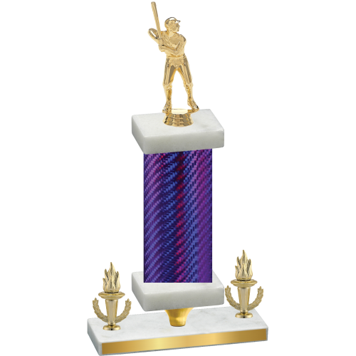 Premium Single Purple Carbon Fiber Victory Baseball Trophy