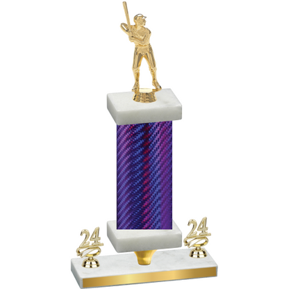 Premium Single Purple Carbon Fiber Year Baseball Trophy