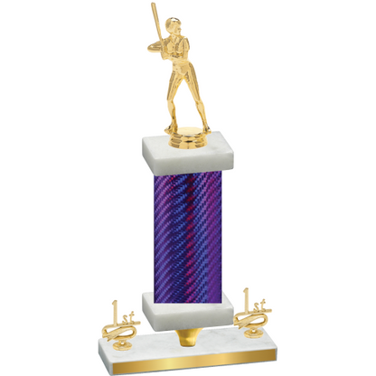 Premium Single Purple Carbon Fiber First Place Softball Trophy