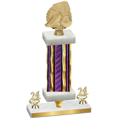 Premium Single Purple Glacier Year Soccer Trophy