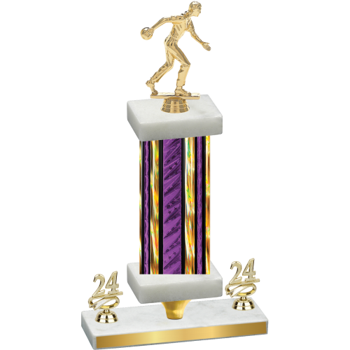 Premium Single Purple Glacier Year Bowling Trophy