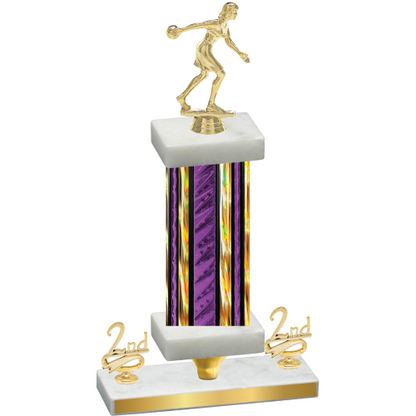 Premium Single Purple Glacier Second Place Bowling Trophy