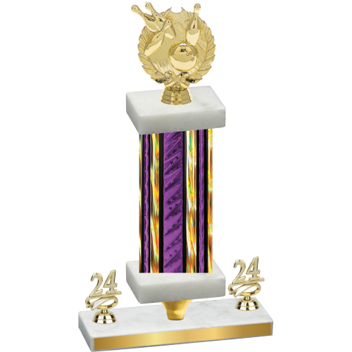 Premium Single Purple Glacier Year Bowling Trophy