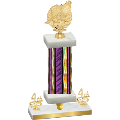 Premium Single Purple Glacier Fourth Place Swimming Trophy