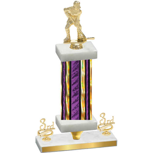 Premium Single Purple Glacier Third Place Hockey Trophy