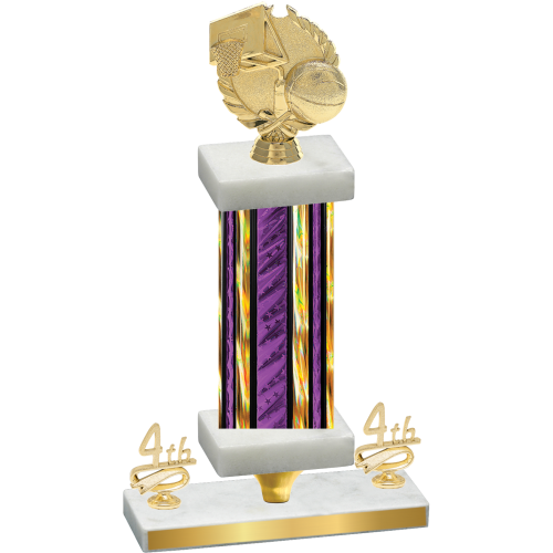 Premium Single Purple Glacier Fourth Place Basketball Trophy