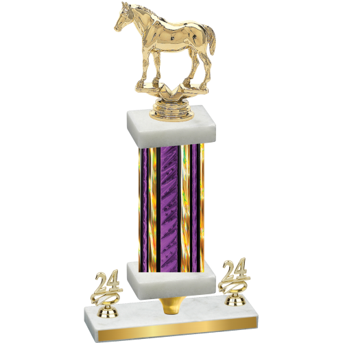 Premium Single Purple Glacier Year Horses Trophy