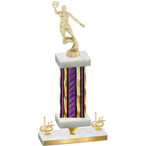 Premium Single Purple Glacier First Place Basketball Trophy