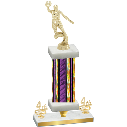 Premium Single Purple Glacier Fourth Place Basketball Trophy