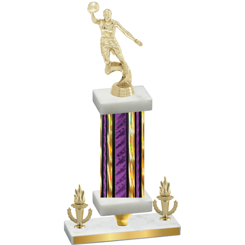 Premium Single Purple Glacier Victory Basketball Trophy