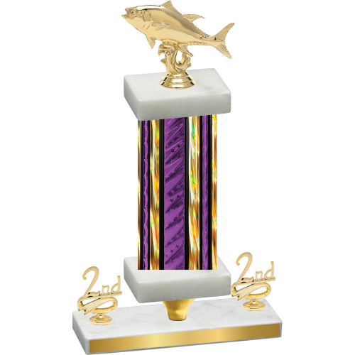 Premium Single Purple Glacier Second Place Fishing Trophy