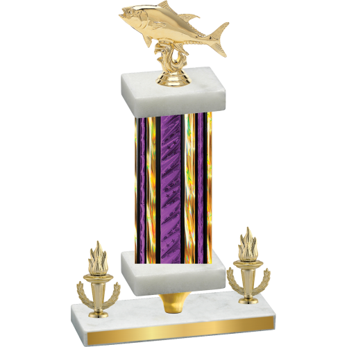 Premium Single Purple Glacier Victory Fishing Trophy