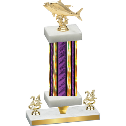 Premium Single Purple Glacier Year Fishing Trophy