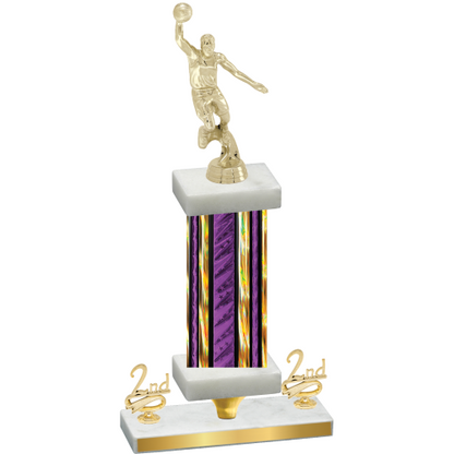 Premium Single Purple Glacier Second Place Basketball Trophy