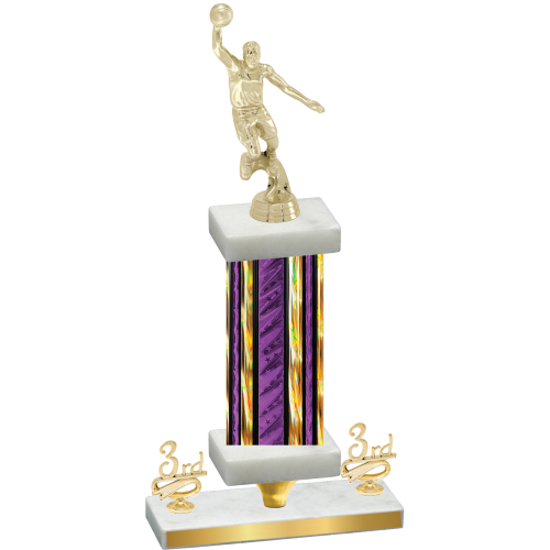 Premium Single Purple Glacier Third Place Basketball Trophy