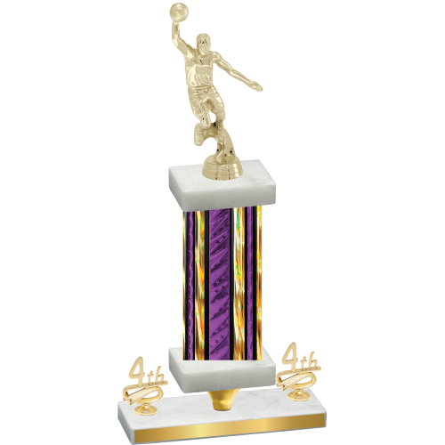 Premium Single Purple Glacier Fourth Place Basketball Trophy