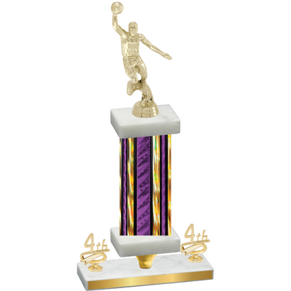 Premium Single Purple Glacier Fourth Place Basketball Trophy