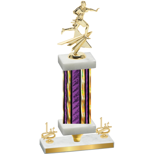 Premium Single Purple Glacier First Place Flag Football Trophy