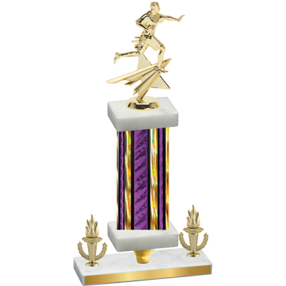 Premium Single Purple Glacier Victory Flag Football Trophy