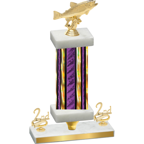 Premium Single Purple Glacier Second Place Fishing Trophy