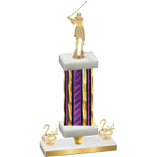 Premium Single Purple Glacier Second Place Golf Trophy