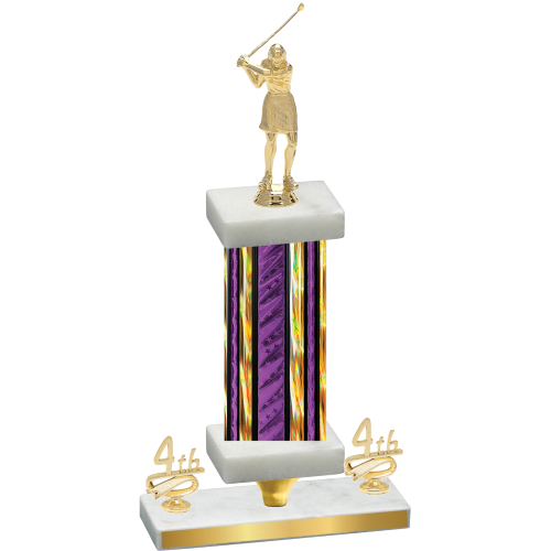 Premium Single Purple Glacier Fourth Place Golf Trophy