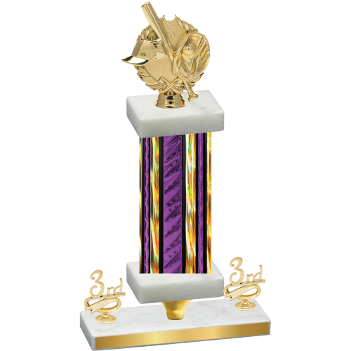 Premium Single Purple Glacier Third Place Baseball Trophy
