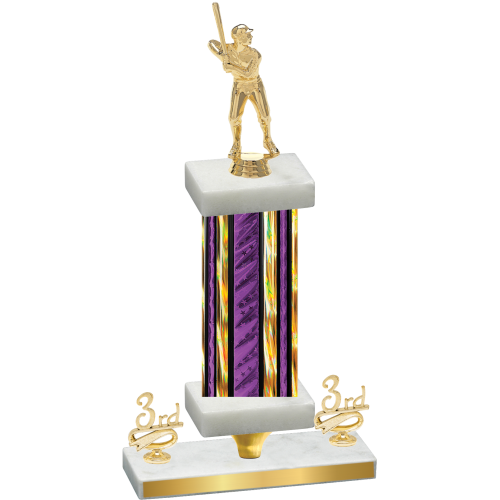 Premium Single Purple Glacier Third Place Baseball Trophy