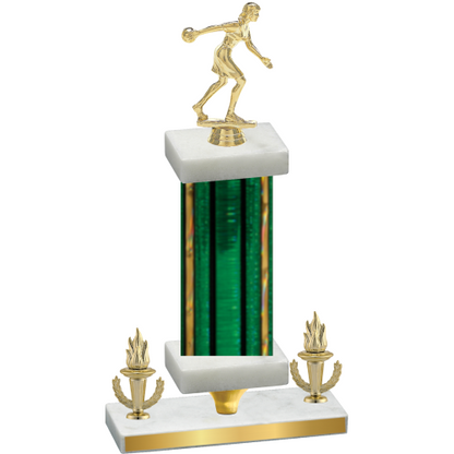 Premium Single Green Glacier Victory Bowling Trophy