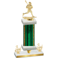 Premium Single Green Glacier Third Place Lacrosse Trophy