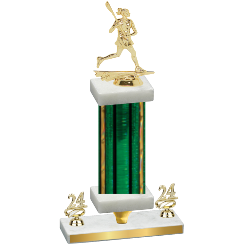 Premium Single Green Glacier Year Lacrosse Trophy