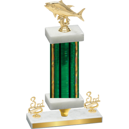 Premium Single Green Glacier Third Place Fishing Trophy