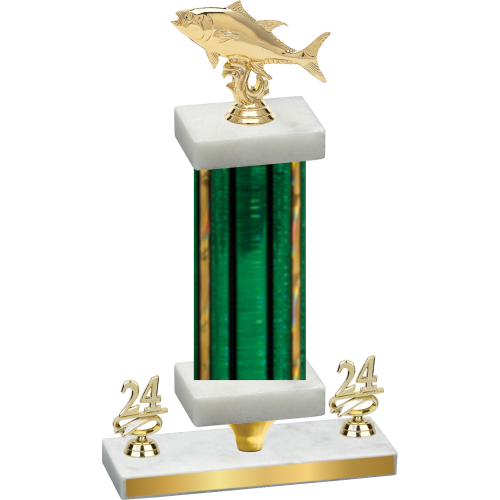 Premium Single Green Glacier Year Fishing Trophy